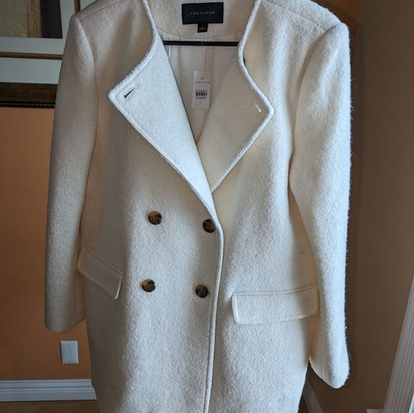 Ann Taylor Wool Blend Crew Neck Coat Size L - Picture 4 of 16